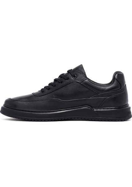 Erkek Siyah Bağcıklı Deri Casual Sneaker 25WFD660318 fiyatları
