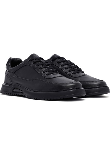 Erkek Siyah Bağcıklı Deri Casual Sneaker 25WFD660318 modelleri