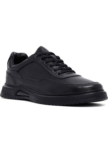 Erkek Siyah Bağcıklı Deri Casual Sneaker 25WFD660318