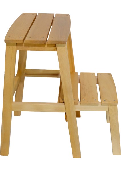 Çok Amaçlı Ahşap Merdiven Tabure – 2 Basamaklı - El Yapımı