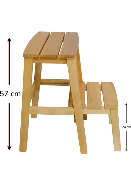Çok Amaçlı Ahşap Merdiven Tabure – 2 Basamaklı - El Yapımı fiyatları