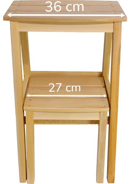 Çok Amaçlı Ahşap Merdiven Tabure – 2 Basamaklı - El Yapımı