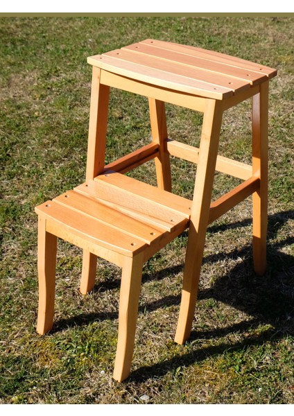 Çok Amaçlı Ahşap Merdiven Tabure – 2 Basamaklı - El Yapımı