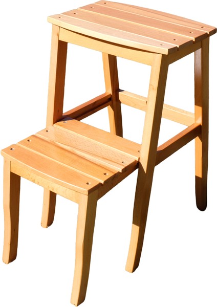 Çok Amaçlı Ahşap Merdiven Tabure – 2 Basamaklı - El Yapımı