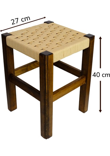 El Yapımı Ahşap Örmeli Hasır Tabure 40 cm | Şık ve Zarif Tasarım fiyatları
