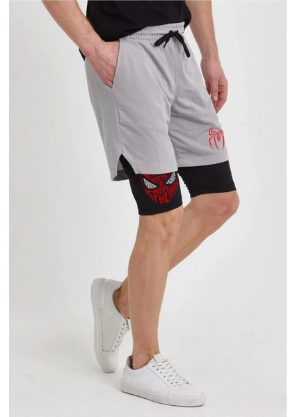 Unisex Baskılı Iç Cepli Sporcu Alt Taytlı Şort - Gri fiyatları