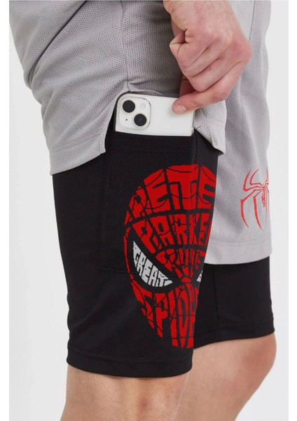 Unisex Baskılı Iç Cepli Sporcu Alt Taytlı Şort - Gri modelleri