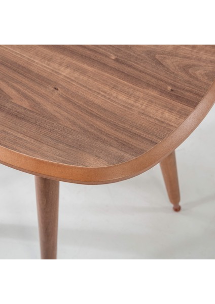 Ahşap 3'lü Yuvarlak Zigon Sehpa Ceviz Lüx Ayaklı B7 fırsatları