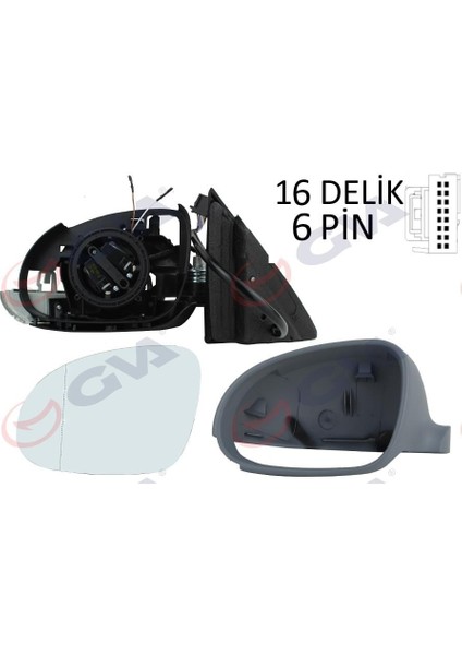 Dış Dikiz Aynası Sol Jetta 04 Golf V 05 Elektrikli Isıtmalı Sinyalli Astarlı Asferik 7 Fiş VM-381EHPAL