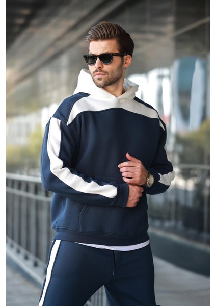 Lacivert Kapüşonlu Şerit Detaylı Erkek Eşofman Takımı E7326 modelleri