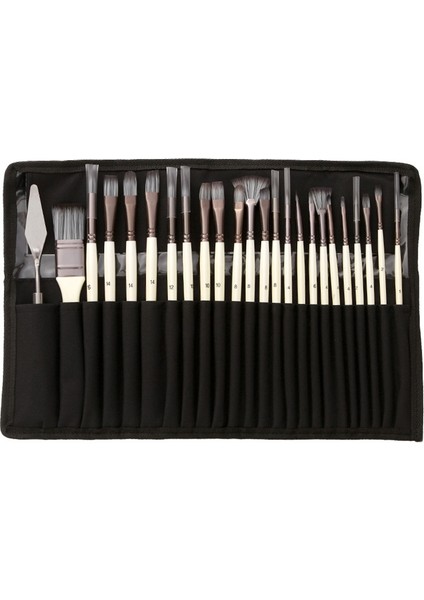 24 Parça Kanvas Çanta Naylon Yün Fırça Seti (Yurt Dışından)