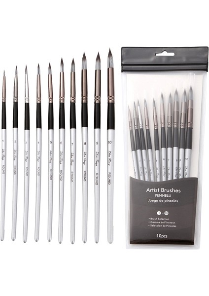 10'lu Naylon Saç Suluboya Fırçası Seti (Yurt Dışından)