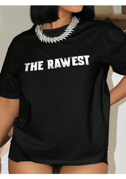 Baskılı Oversize T-Shirt - Siyah