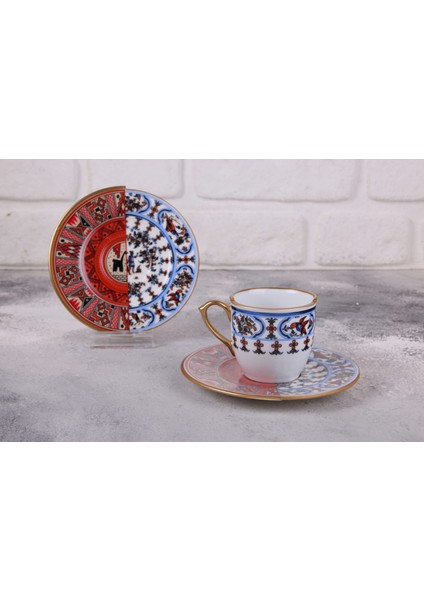 12 Parça 6 Kişilik Porselen Türk Kahvesi Fincan Takımı Nora Serisi modelleri