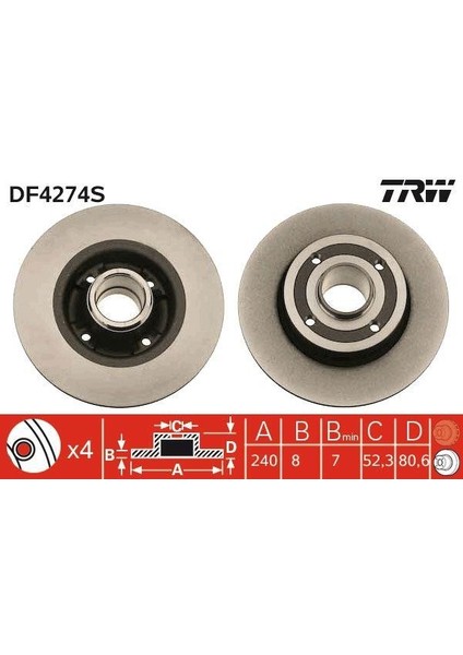 Arka Fren Aynası Renault Megane Iı 02 Modus 04 Clıo Iıı 05 240X82.5X4DELİK