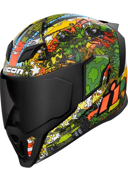 Airflite GP23 Kapalı Motosiklet Kaskı Siyah Yeşil Turuncu