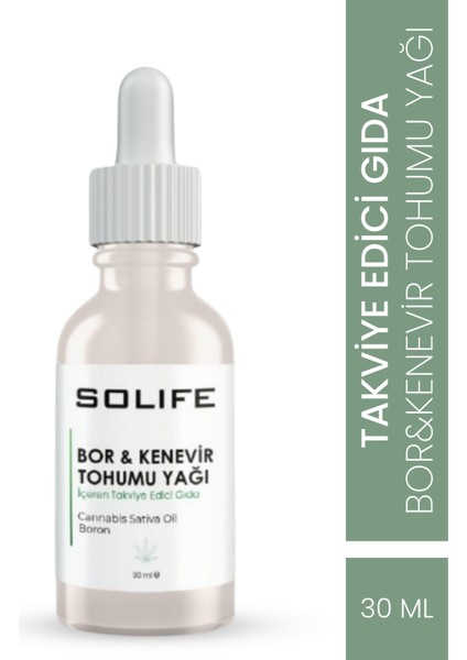 Bor ve Kenevr Tohumu Yağı Gıda Takviyesi 30 ml