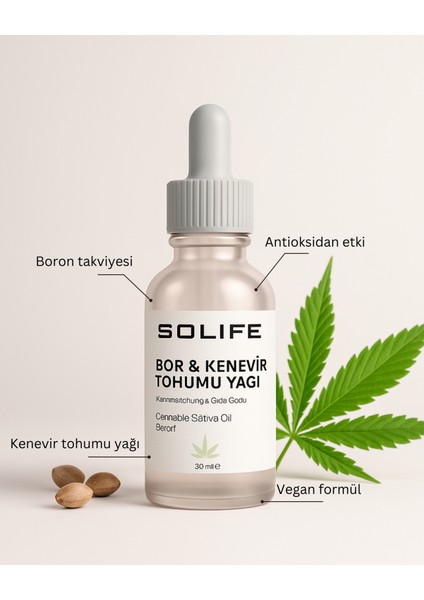 Bor ve Kenevr Tohumu Yağı Gıda Takviyesi 30 ml modelleri