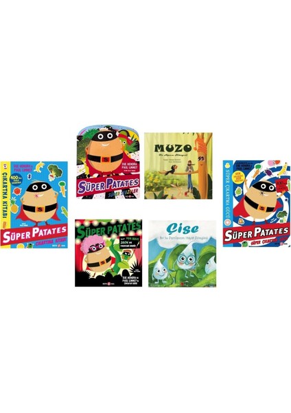 Süper Patates-Süper Sebzeler-Jack ve Fasülye Sırığı-2 Adet Çıkartma Kitabı-Muzo ve Çise Hikaye Kitap