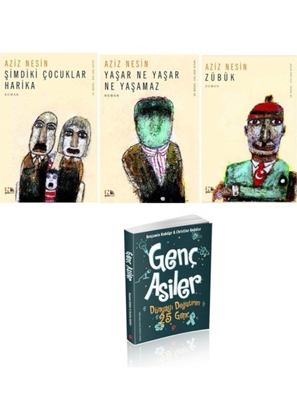 Aziz Nesin: Şimdiki Ocuklar Harika, Yaşar Ne Yaşar, Zübük, Genç Asiler Hediyeli 4 Kitap Set