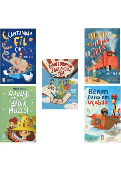 Mert Arık Seti - Dinozorumun Saklandığı Yer-Uzaya Giden Tren- Benim Zürafam Uçabilir...- 5 Kitap Set