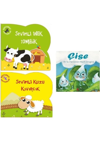 Set Sevimli Inek Tombik - Sevimli Kuzu Kıvırcık - (Çise Kitabı Hediye)