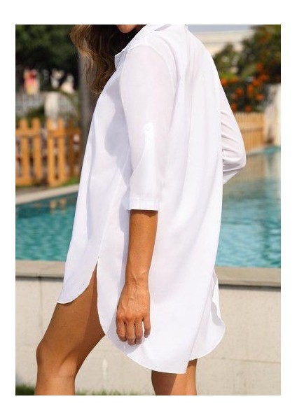 Kadın Fakir Kol Koldan Düğmeli V Yakalı Trikoton Kısa Elbise modelleri