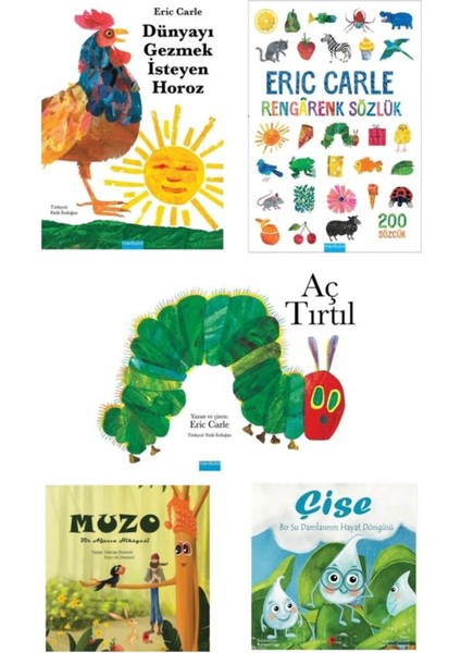 Eric Carle Seti Dünyayı Gezmek Isteyen Horoz-Rengârenk Sözlük-Aç Tırtıl + Muzo ve Çise Öykü Kitaplar