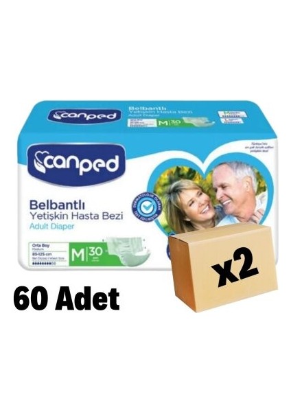 Belbantlı Polietilen Hasta Bezi Orta (M) 2 Paket 60 Adet 85-125 cm