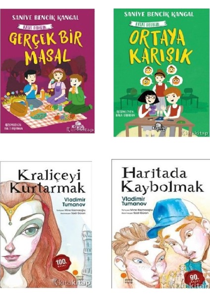 Gerçek Bir Masal-Ortaya Karışık-Kraliçeyi Kurtarmak-Haritada Kaybolmak-Saniye Bencik Kangal 4 Kitap