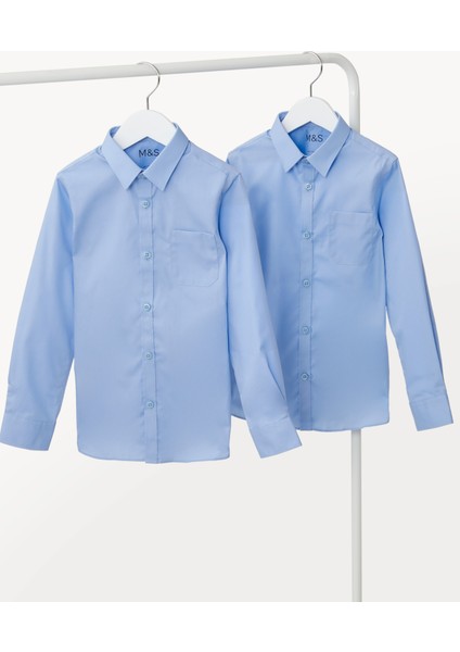 2'li Slim Fit Uzun Kollu Gömlek (2-18 Yaş)