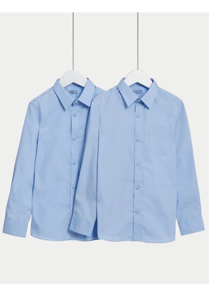 2'li Slim Fit Uzun Kollu Gömlek (2-18 Yaş)