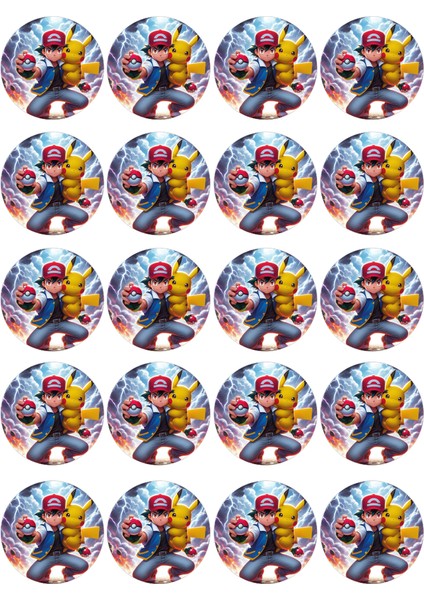 Pokemon Yenilebilir Yuvarlak Kurabiye Resim Baskı