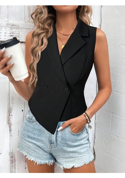 Kadın Kolsuz Yakalı Yandan Düğmeli Atlas Yelek fırsatları