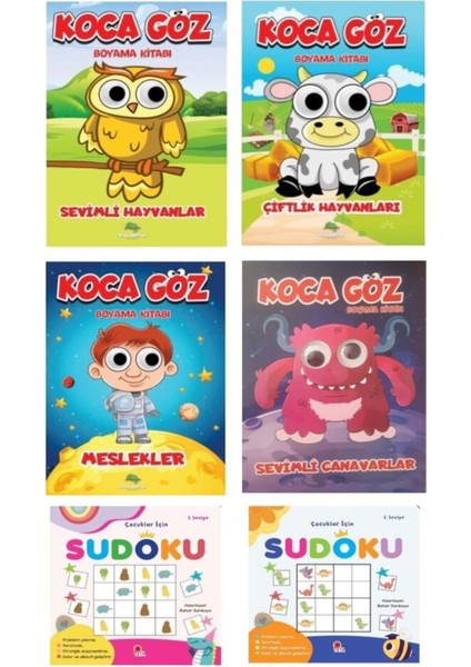Koca Göz Boyama -Sevimli Hayvanlar-Meslekler-Çiftlik Hayvanları-Sevimli Canavarlar+Sudoku1-2 Hediye