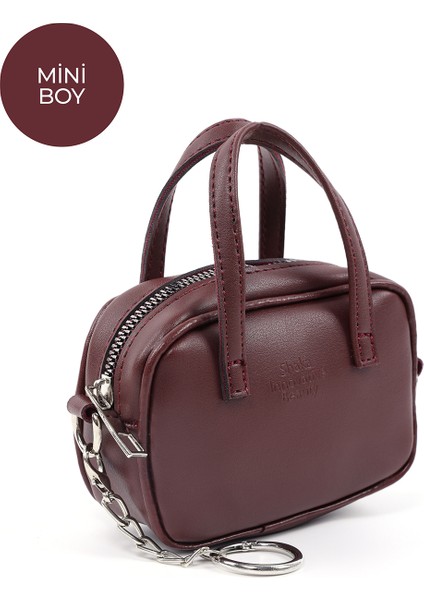 Bordo SHK210 Suni Deri Tek Bölmeli Fermuarlı El Çantası ve Charm Çanta Aksesuarı fiyatları