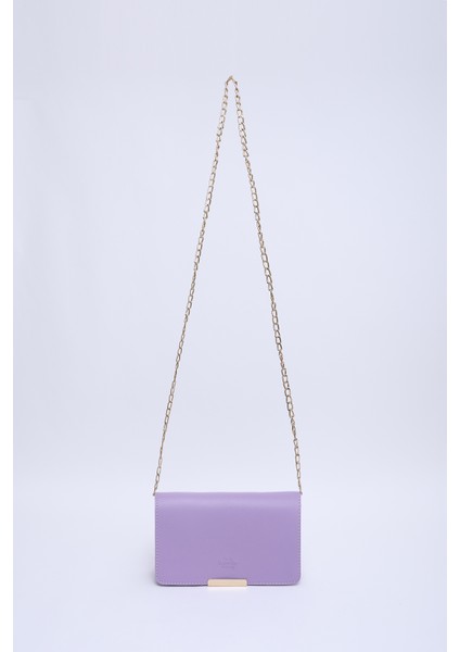 Lila SHK186 Suni Deri Tek Bölmeli Çıtçıtlı Zincir Askılı El , Kol ve Omuz Çantası