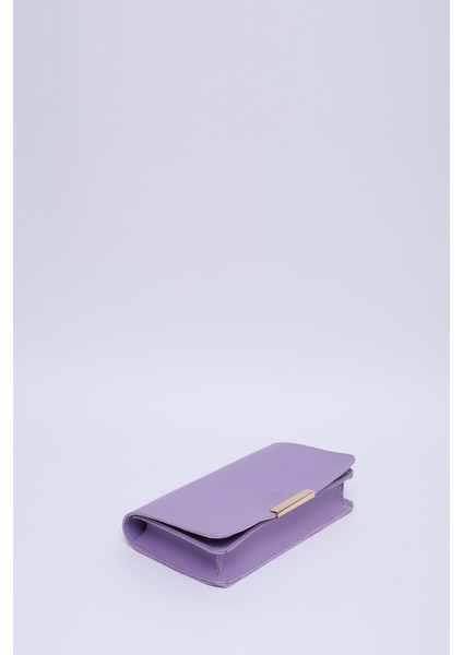 Lila SHK186 Suni Deri Tek Bölmeli Çıtçıtlı Zincir Askılı El , Kol ve Omuz Çantası