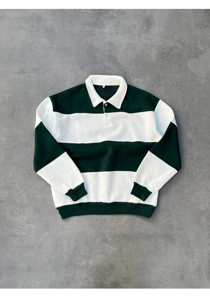 Unisex Üç Iplik Parçalı Yakalı Sweatshirt - Yeşil fiyatları