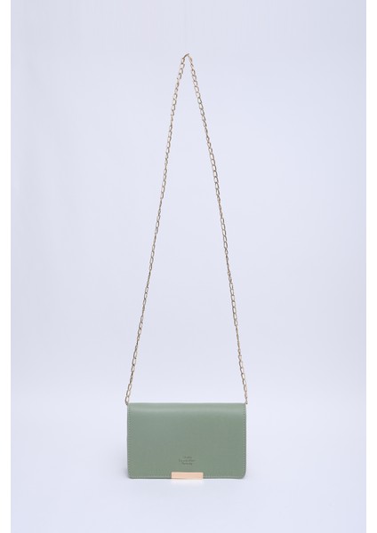 Mint Yeşil SHK186 Suni Deri Tek Bölmeli Çıtçıtlı Zincir Askılı El , Kol ve Omuz Çantası