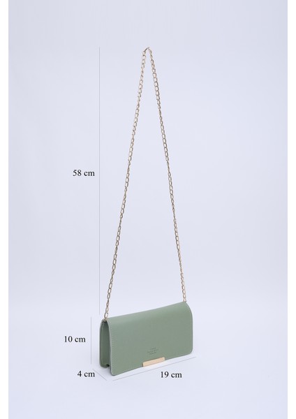 Mint Yeşil SHK186 Suni Deri Tek Bölmeli Çıtçıtlı Zincir Askılı El , Kol ve Omuz Çantası fiyatları