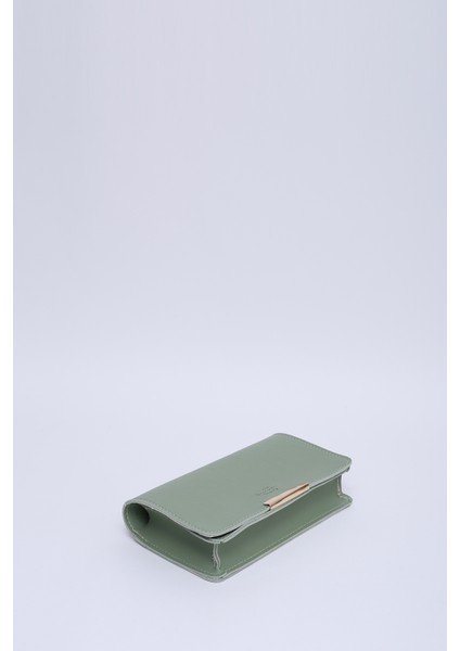 Mint Yeşil SHK186 Suni Deri Tek Bölmeli Çıtçıtlı Zincir Askılı El , Kol ve Omuz Çantası