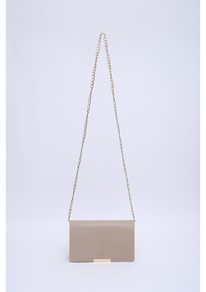 Vizon SHK186 Suni Deri Tek Bölmeli Çıtçıtlı Zincir Askılı El , Kol ve Omuz Çantası