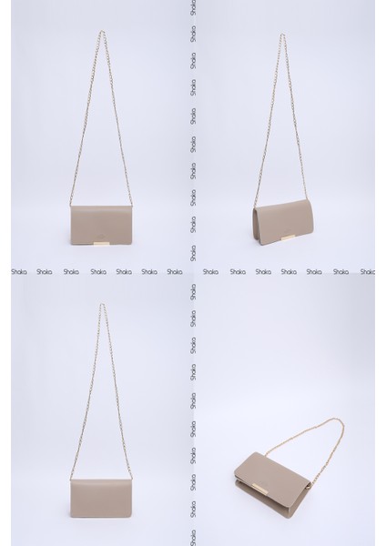 Vizon SHK186 Suni Deri Tek Bölmeli Çıtçıtlı Zincir Askılı El , Kol ve Omuz Çantası