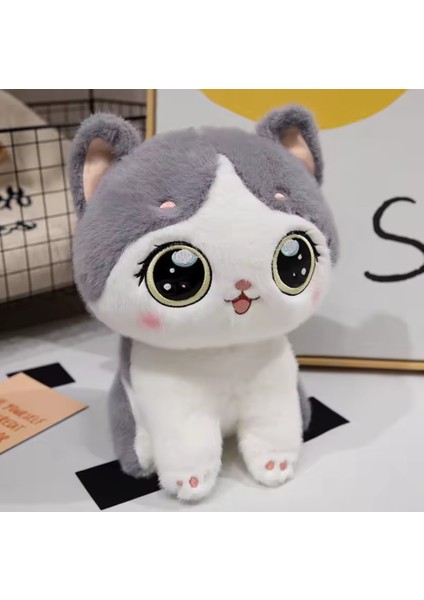 Kedi Peluş Oyuncak Anime Kawaii Kedi Oyuncak Peluş Uyku Arkadaşı Tatlı Yumoş 35CM Gri