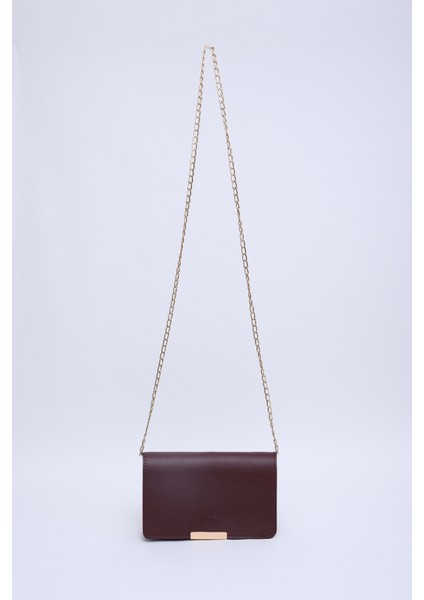 Bordo SHK186 Suni Deri Tek Bölmeli Çıtçıtlı Zincir Askılı El , Kol ve Omuz Çantası