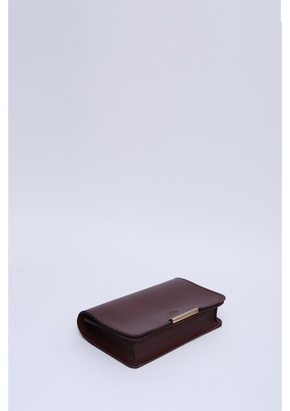 Bordo SHK186 Suni Deri Tek Bölmeli Çıtçıtlı Zincir Askılı El , Kol ve Omuz Çantası