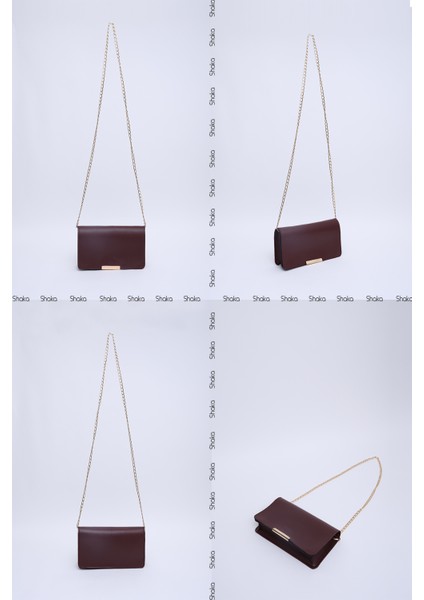 Bordo SHK186 Suni Deri Tek Bölmeli Çıtçıtlı Zincir Askılı El , Kol ve Omuz Çantası