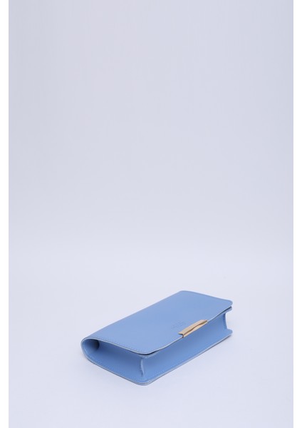 Mavi SHK186 Suni Deri Tek Bölmeli Çıtçıtlı Zincir Askılı El , Kol ve Omuz Çantası