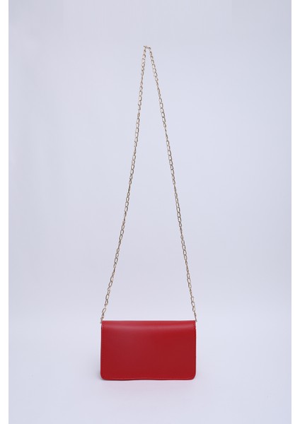 Kırmızı SHK186 Suni Deri Tek Bölmeli Çıtçıtlı Zincir Askılı El , Kol ve Omuz Çantası fırsatları